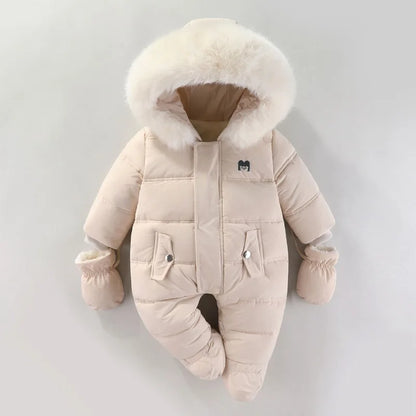Pasgeboren Jumpsuit Jas Met Handschoenen, Verdikte Onesies Met Ritssluiting, Babyjumpsuit Voor Buitenactiviteiten In De Winter
