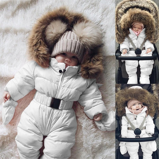 Winter Outdoor Kinderen Sneeuwpakken Baby Capuchon Sneeuw Pak Kids Onesie Dik Snowsuit Pasgeboren Skipak